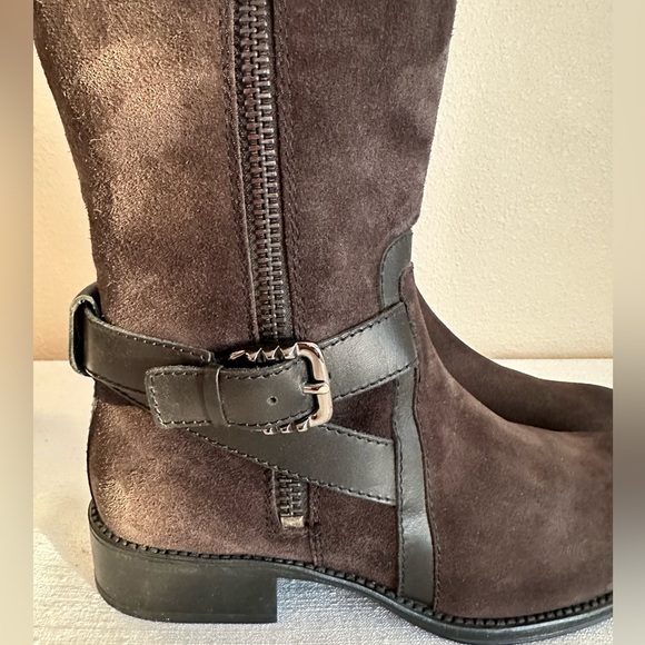 New AQUATALIA Brown Suede Trim Embellished Knee Height Riding Boots Women’s 11 - Picture 5 of 15